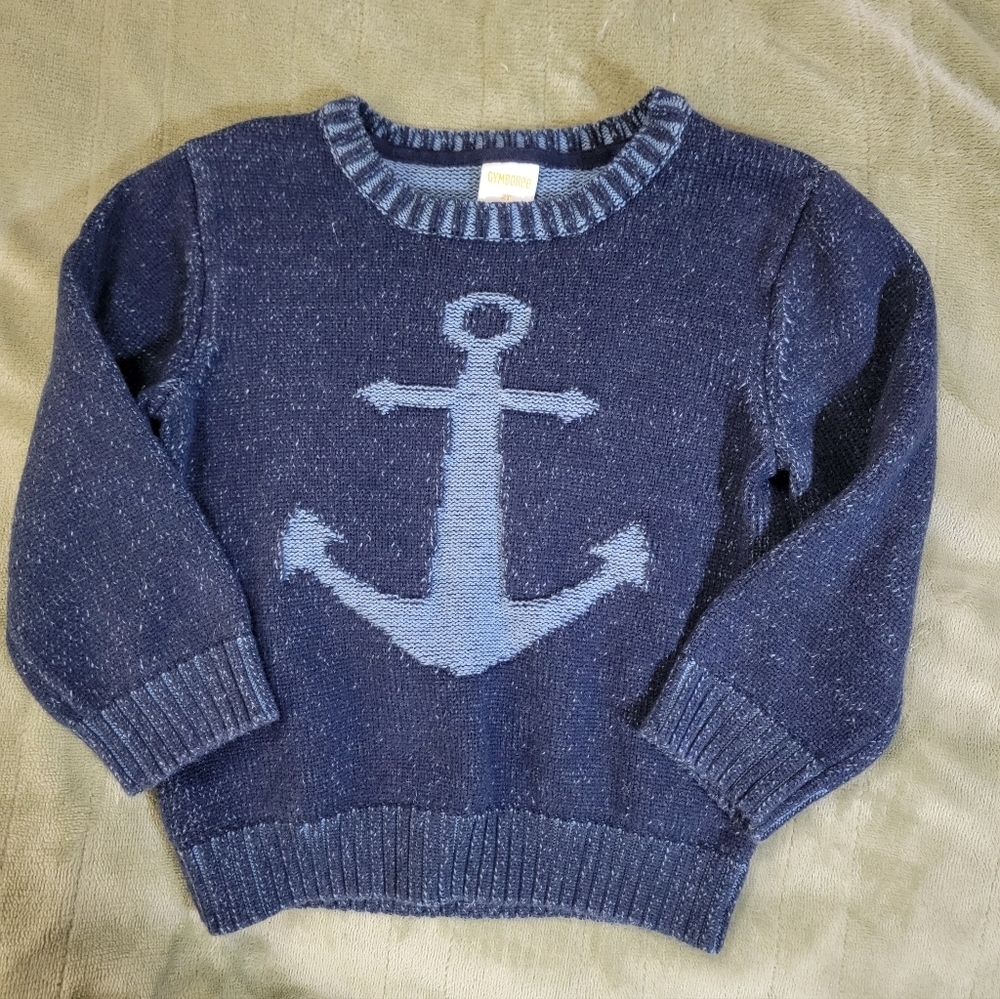 Gymboree Toddler Navy Ship Anchor Knit Crew Ribbed Sweater 2T